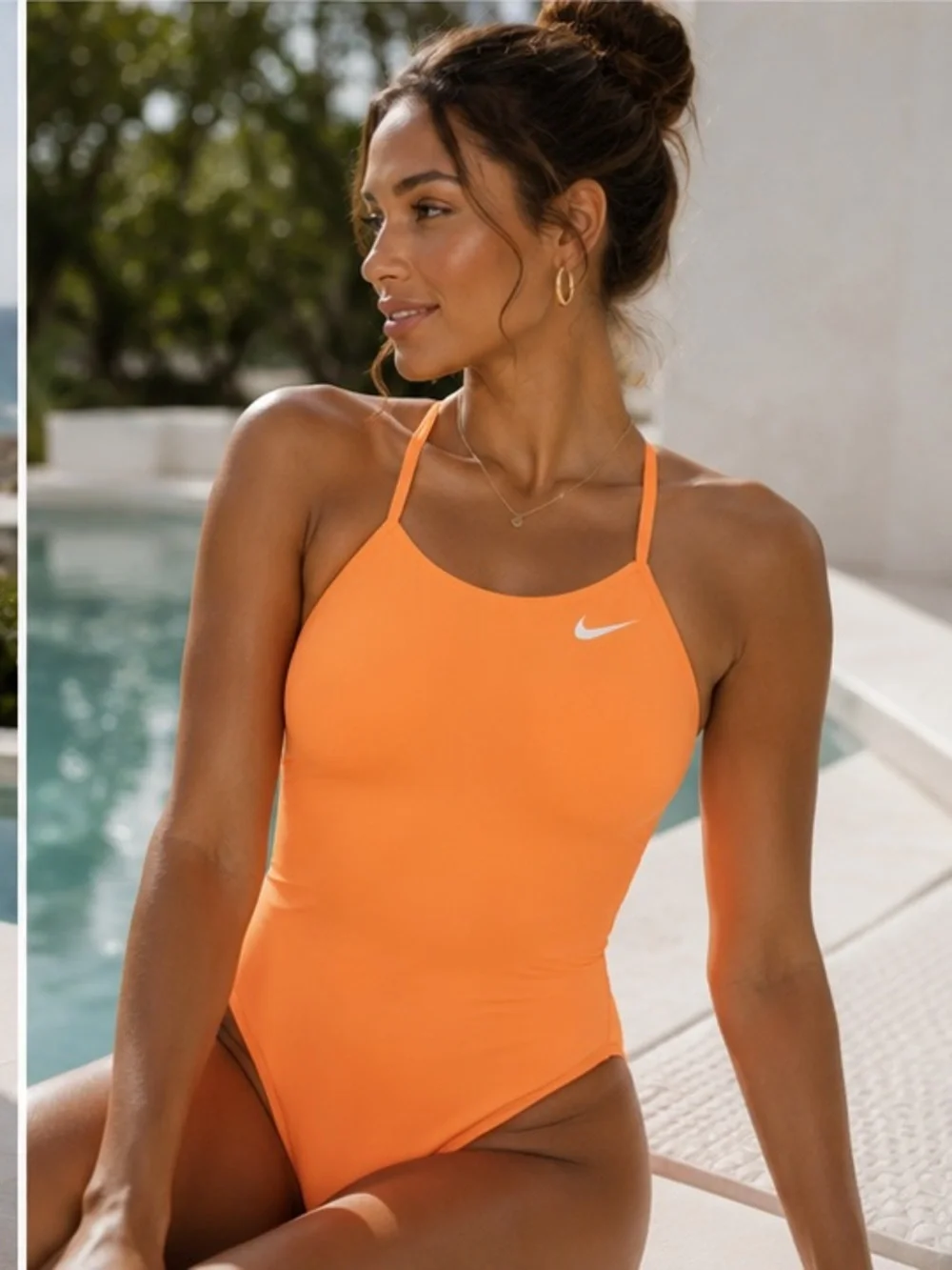 Nike hydrastrong tie back Orange One-Piece Swimsuit -flawed-